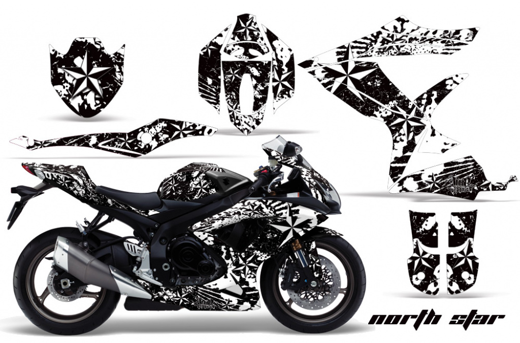 Northstar Hintergrund = Weiß, Designfarbe = Weiß für Suzuki GSXR 600/750 2008-2010
